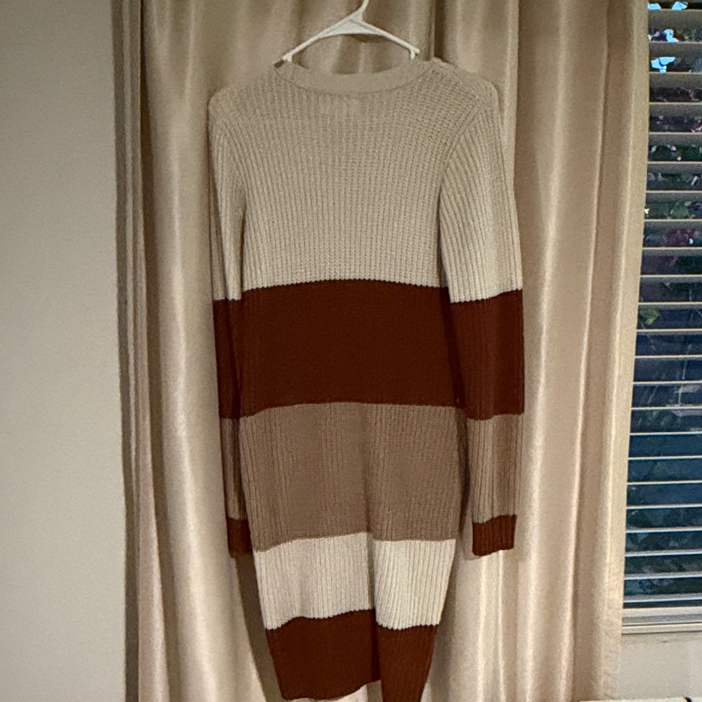 Olive & Oak Women's Colorblock Cardigan - Cream, Brown, Tan you can add a belt - Picture 4 of 8